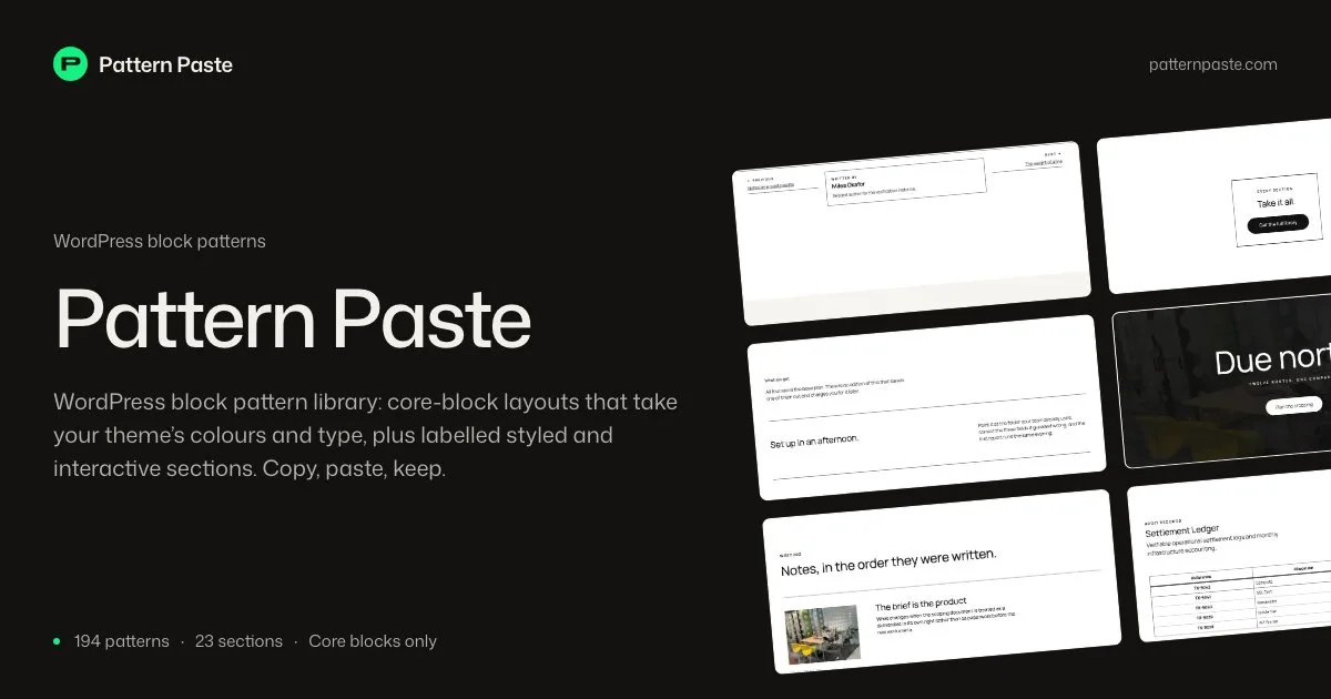 Pattern Paste — WordPress block patterns