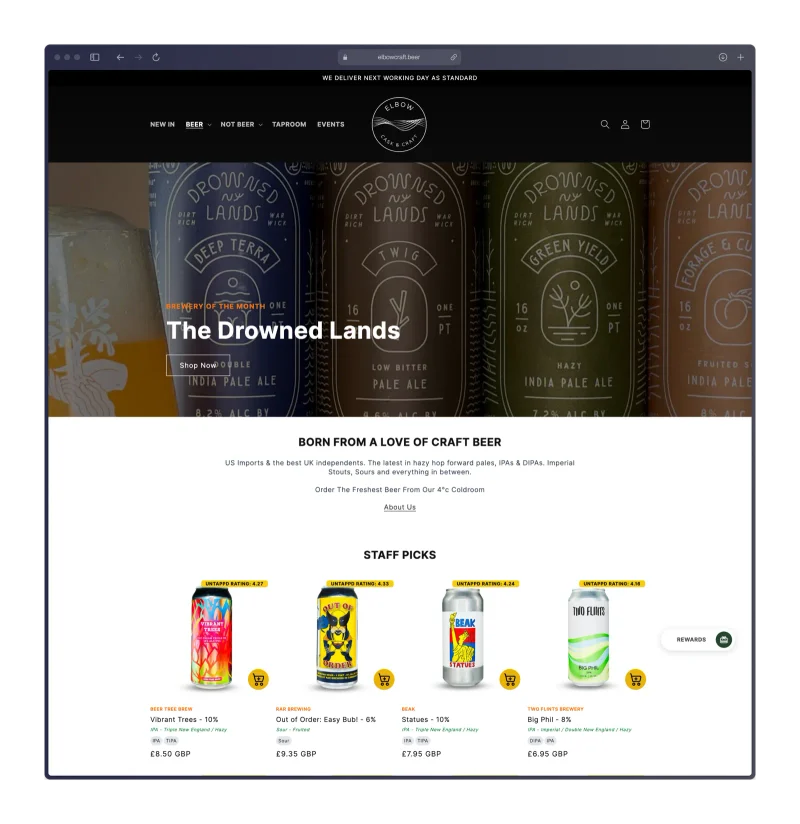 Elbow Craft website design